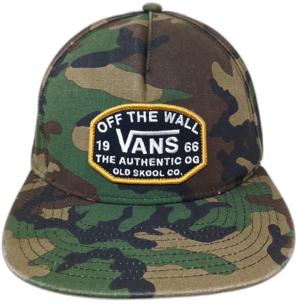 Vans 5 Panel Hat Green Black Camo One Size Snapback Logo Patch Authentic OG